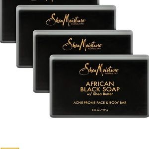X4 BARS Shea Moisture African Black Soap Bar for Troubled Skin